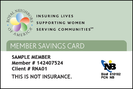 Sample of Member Savings card