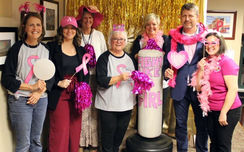 Nation of Neighbors recipient Pink for the Cure and Royal Neighbors employees decked out in pink.